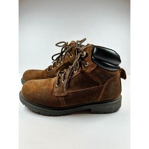 Brahma Mens Work Boots Brown Suede Leather Lace Up Oil Resistant Size 7W